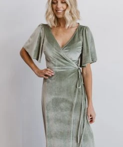BB Custom Meghan Velvet Wrap Maxi Dress | Sage Dresses