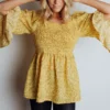 HAY Julia Smocked Top | Yellow Floral Bump Friendly