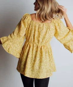 HAY Julia Smocked Top | Yellow Floral Bump Friendly