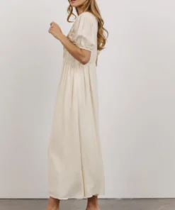POL Dresses Maven Embroidered Midi Dress | Vintage Cream