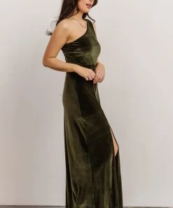 BB Custom Tatiana Velvet One Shoulder Maxi Dress | Olive Dresses 14 BB Custom Tatiana Velvet One Shoulder Maxi Dress | Olive Dresses