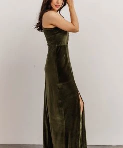 BB Custom Tatiana Velvet One Shoulder Maxi Dress | Olive Dresses 13 BB Custom Tatiana Velvet One Shoulder Maxi Dress | Olive Dresses