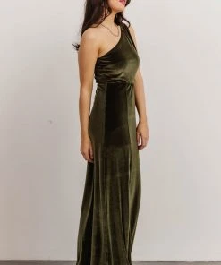 BB Custom Tatiana Velvet One Shoulder Maxi Dress | Olive Dresses 15 BB Custom Tatiana Velvet One Shoulder Maxi Dress | Olive Dresses