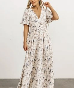 BB Custom Dresses Verona Smocked Maxi Dress | White Watercolor