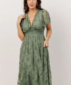RR June Smocked Midi Dress | Green Dresses
