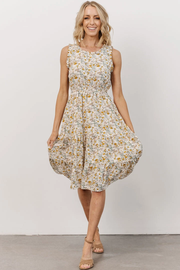 HAY Annie Ruffle Midi Dress | Yellow Floral 10 HAY Annie Ruffle Midi Dress | Yellow Floral