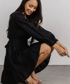 IL Keri Long Sleeve Short Dress | Black