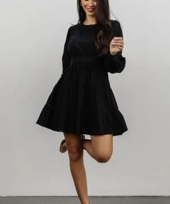 IL Keri Long Sleeve Short Dress | Black