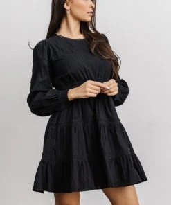 IL Keri Long Sleeve Short Dress | Black