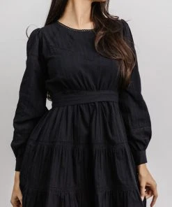 IL Keri Long Sleeve Short Dress | Black