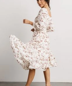 BB Custom Dresses Marta Smocked Midi Dress | Berry Floral