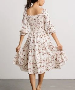 BB Custom Dresses Marta Smocked Midi Dress | Berry Floral