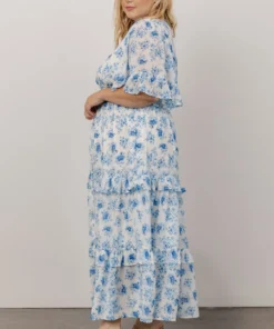 FT Iris Tiered Maxi Dress | Blue + White Floral Dresses
