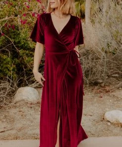 BB Custom Dresses Meghan Velvet Wrap Maxi Dress | Mulberry