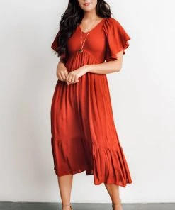 IL Dresses Felicity Smocked Dress | Rust