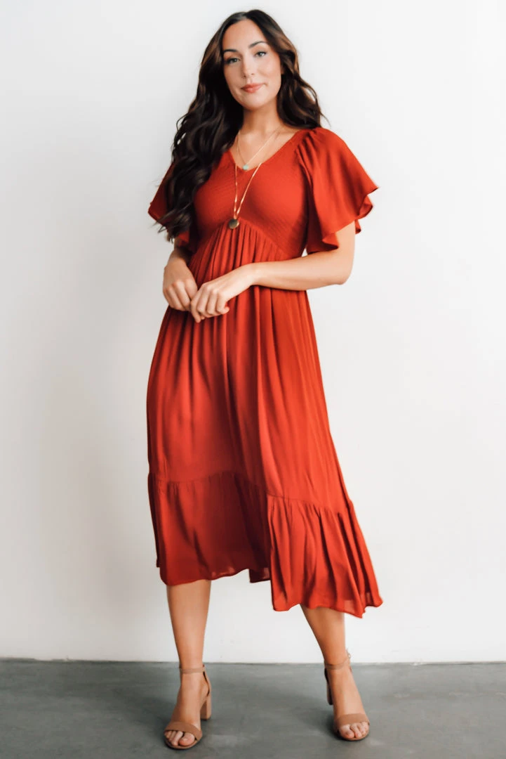 IL Dresses Felicity Smocked Dress | Rust IL Dresses Felicity Smocked Dress | Rust