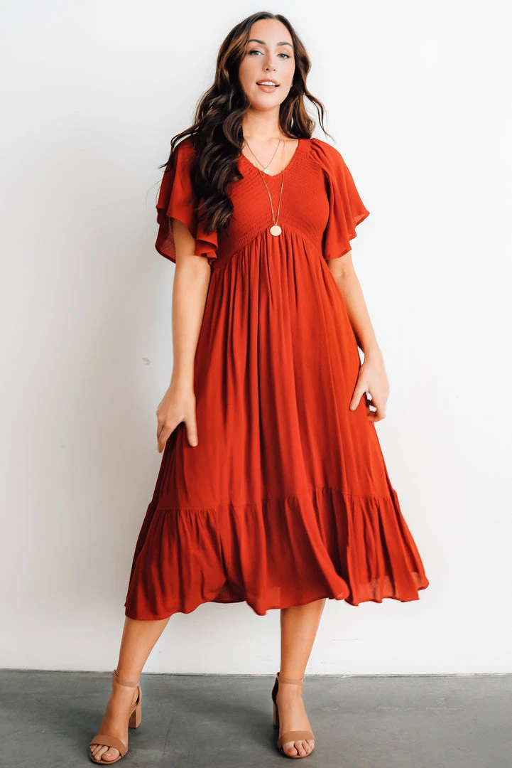 IL Dresses Felicity Smocked Dress | Rust IL Dresses Felicity Smocked Dress | Rust