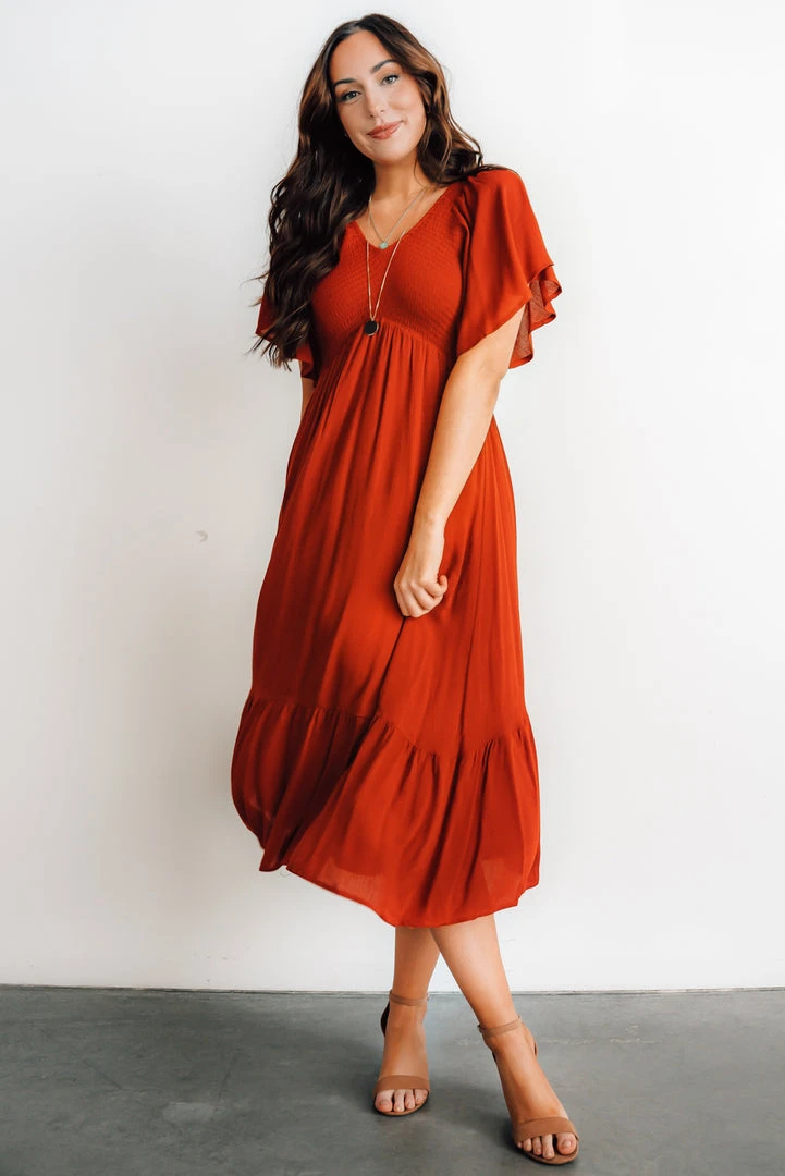 IL Dresses Felicity Smocked Dress | Rust IL Dresses Felicity Smocked Dress | Rust