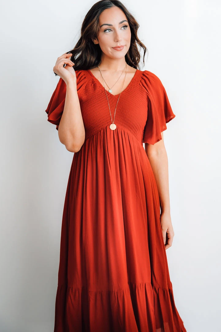IL Dresses Felicity Smocked Dress | Rust IL Dresses Felicity Smocked Dress | Rust