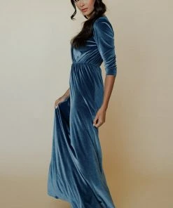 BB Custom Sofia Velvet Maxi Dress | Blue Dresses