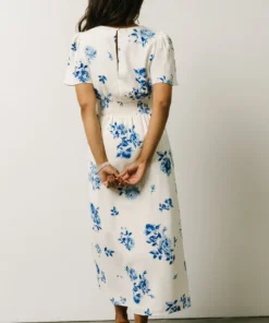 SL Eleanor Midi Dress | Cream + Blue Floral