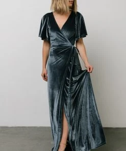 BB Custom Meghan Velvet Wrap Maxi Dress | Deep Blue