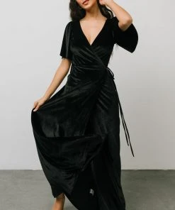 BB Custom Meghan Velvet Wrap Maxi Dress | Black Dresses