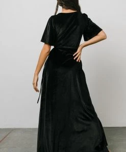 BB Custom Meghan Velvet Wrap Maxi Dress | Black Dresses