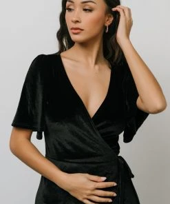 BB Custom Meghan Velvet Wrap Maxi Dress | Black Dresses