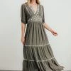 IL Santa Fe Embroidered Dress | Dusty Olive
