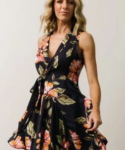 Soi Chrissy Mini Wrap Dress | Navy Floral Dresses
