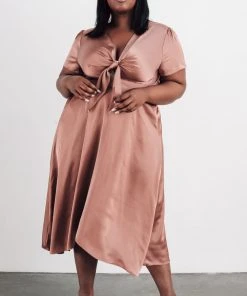 JH Poppy Satin Midi Dress | Rosy Brown