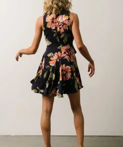 Soi Chrissy Mini Wrap Dress | Navy Floral Dresses