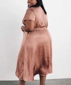 JH Poppy Satin Midi Dress | Rosy Brown