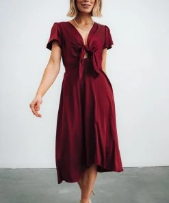 JH Poppy Satin Midi Dress | Wine