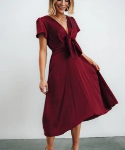 JH Poppy Satin Midi Dress | Wine