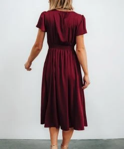 JH Poppy Satin Midi Dress | Wine