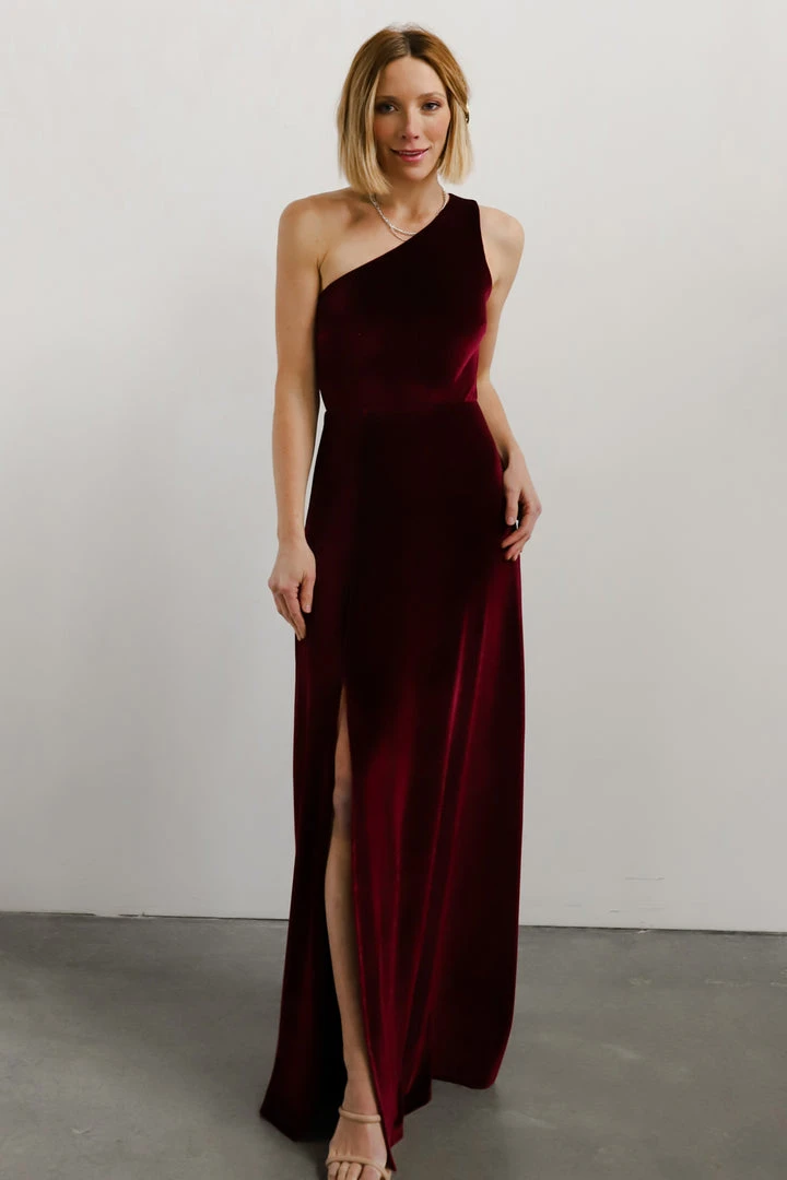 BB Custom Tatiana Velvet One Shoulder Maxi Dress | Merlot Dresses 13 BB Custom Tatiana Velvet One Shoulder Maxi Dress | Merlot Dresses