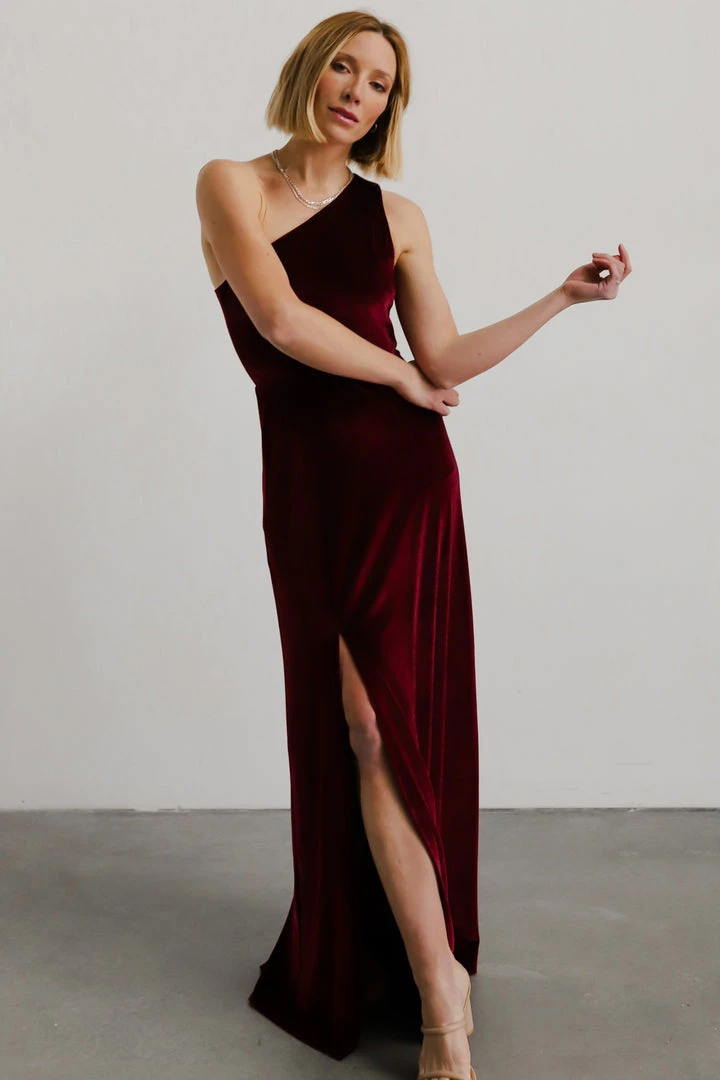 BB Custom Tatiana Velvet One Shoulder Maxi Dress | Merlot Dresses 15 BB Custom Tatiana Velvet One Shoulder Maxi Dress | Merlot Dresses
