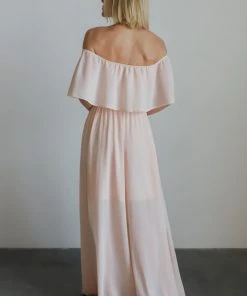 BB Custom Victoria Off Shoulder Maxi Dress | Blush