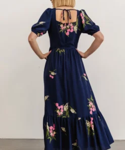 SL Abby Square Neck Maxi Dress | Navy Blue Floral 3 SL Abby Square Neck Maxi Dress | Navy Blue Floral