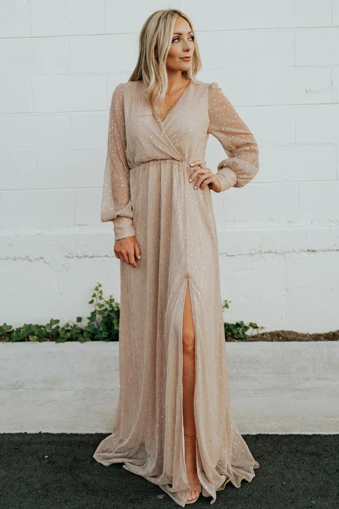 BB Custom Dresses Abigail Sparkle Gown | Champagne 1 BB Custom Dresses Abigail Sparkle Gown | Champagne