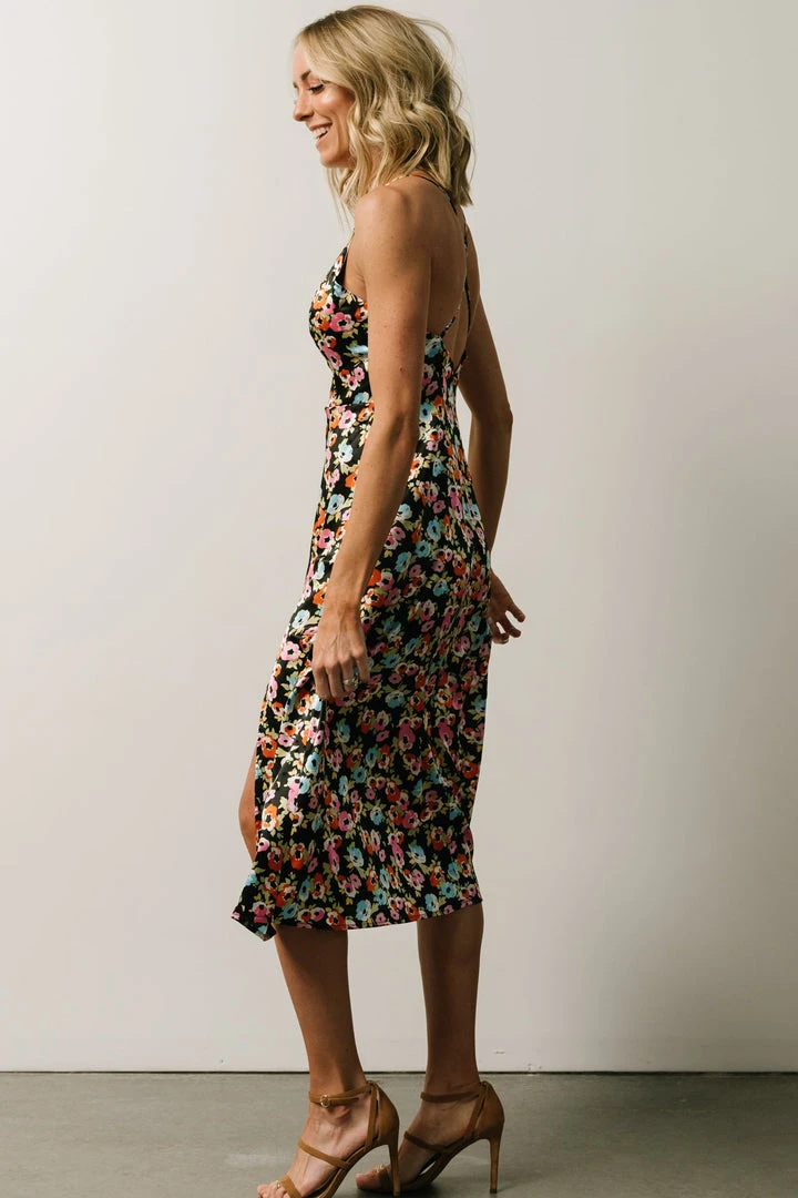 Agnes Slip Midi Dress | Black Multi Floral 6 Agnes Slip Midi Dress | Black Multi Floral