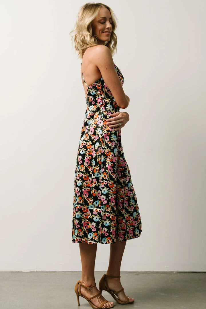 Agnes Slip Midi Dress | Black Multi Floral 4 Agnes Slip Midi Dress | Black Multi Floral