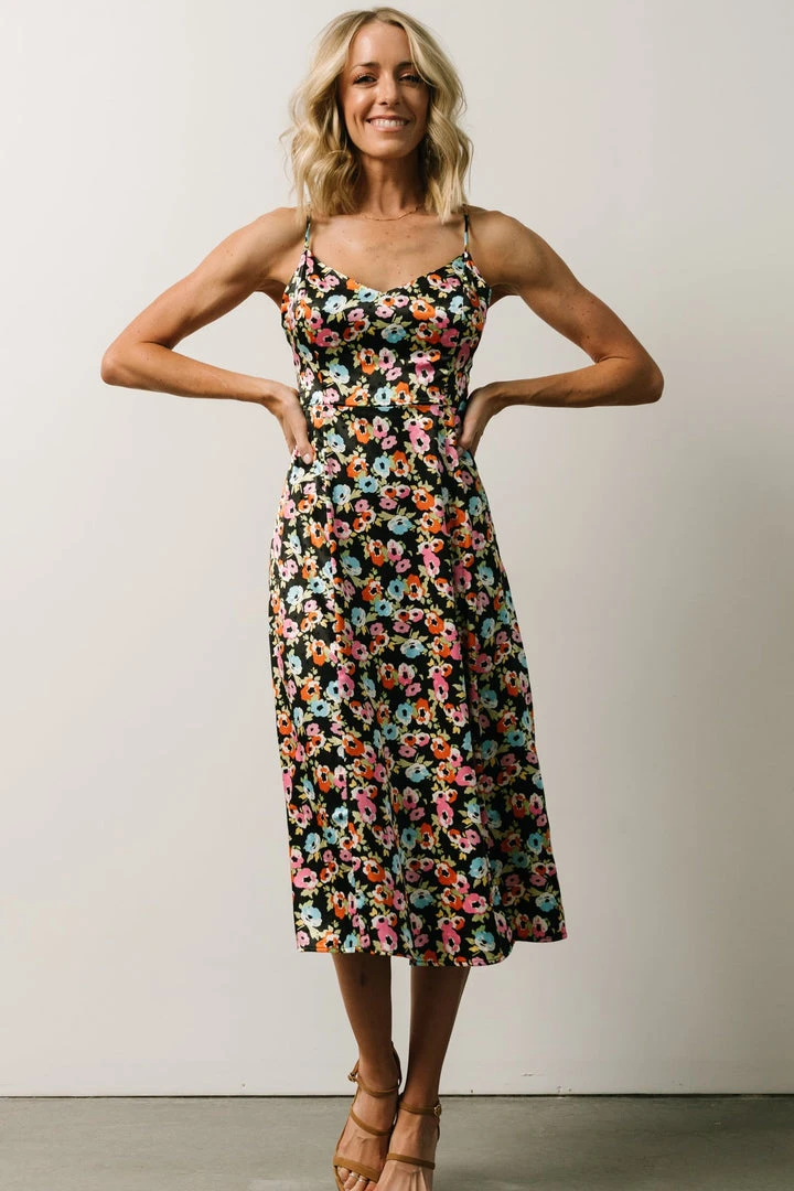 Agnes Slip Midi Dress | Black Multi Floral 5 Agnes Slip Midi Dress | Black Multi Floral