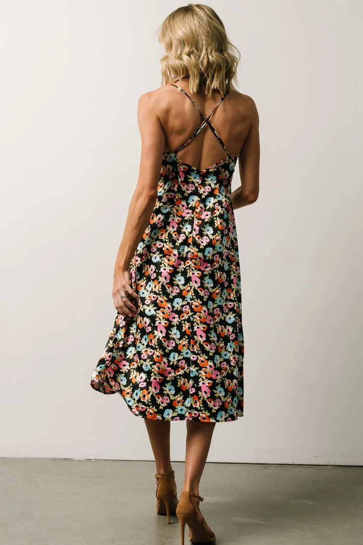 Agnes Slip Midi Dress | Black Multi Floral 2 Agnes Slip Midi Dress | Black Multi Floral