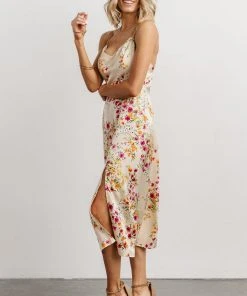 Dresses Agnes Slip Midi Dress | Cream + Multi Floral 10 Dresses Agnes Slip Midi Dress | Cream + Multi Floral