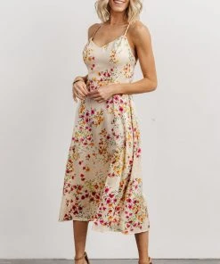 Dresses Agnes Slip Midi Dress | Cream + Multi Floral 13 Dresses Agnes Slip Midi Dress | Cream + Multi Floral