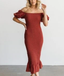 RR Alana Smocked Midi Dress | Clay Dresses