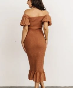 RR Alana Smocked Midi Dress | Mocha